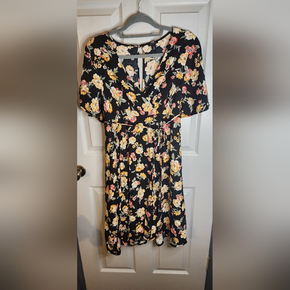 Torrid Floral Black Faux Wrap Dress